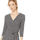 Ralph Lauren Women's Tie Herringbone 3/4 Sleeve V Neck Midi Faux Wrap Party Dress Grey Size 14