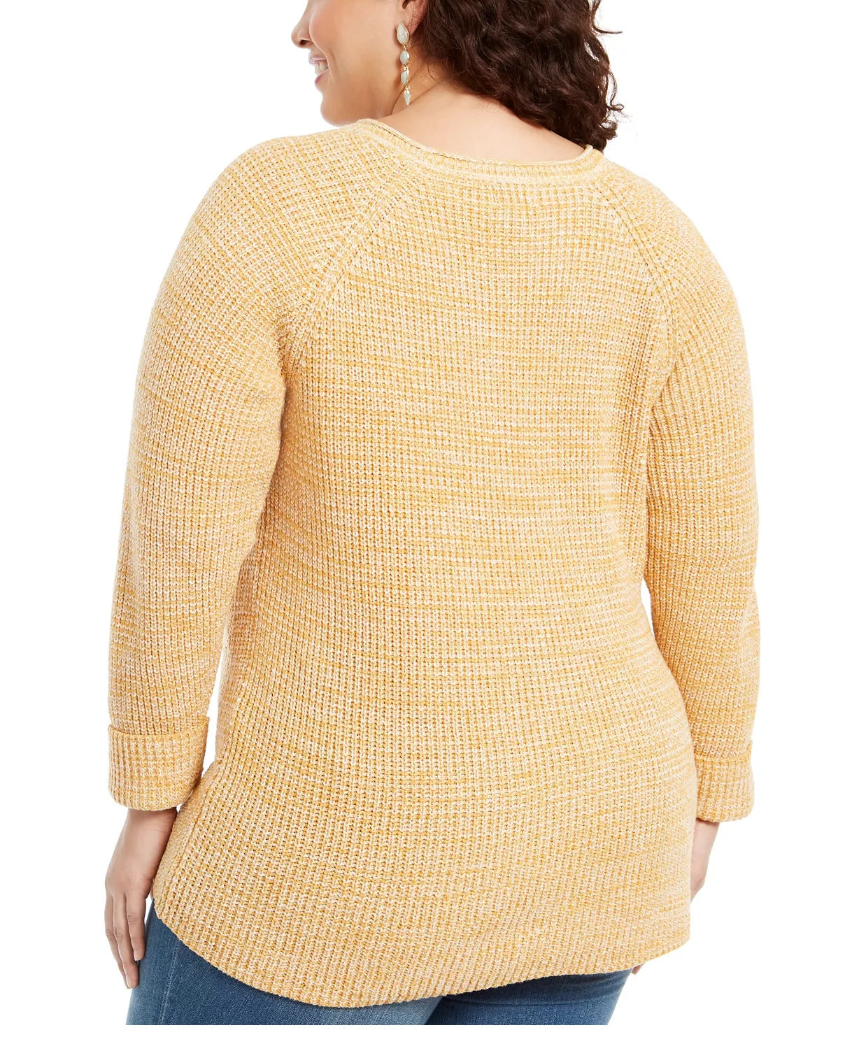Style & Co Women's Plus Pointelle Trim Sweater Beige Size 1X