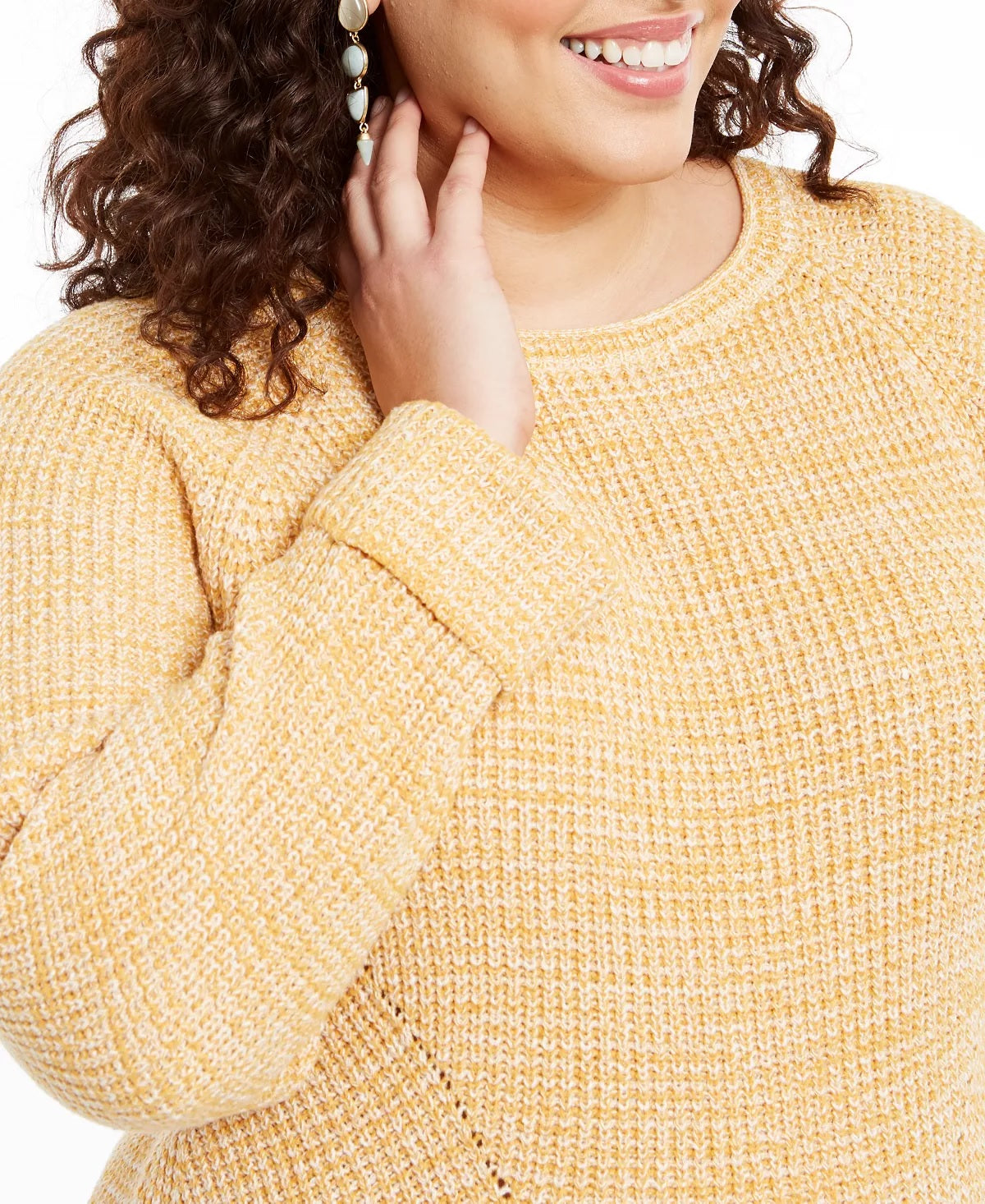 Style & Co Women's Plus Pointelle Trim Sweater Beige Size 1X