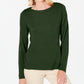 Karen Scott Women's Button Shoulder Sweater Green Size Petite S