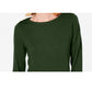 Karen Scott Women's Button Shoulder Sweater Green Size Petite S