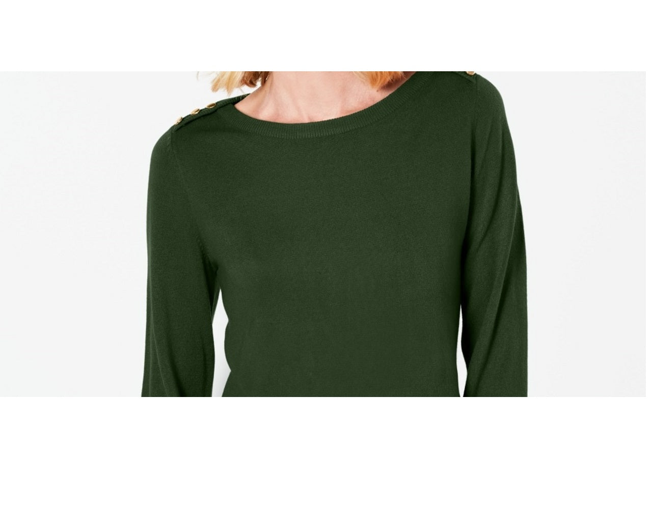Karen Scott Women's Button Shoulder Sweater Green Size Petite S
