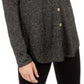 Alfani Women's Metallic Shirttail Cardigan Sweater Black Size Petite L
