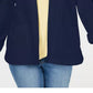 Karen Scott Women's Sport French Terry Open Front Hoodie Blue Size Large