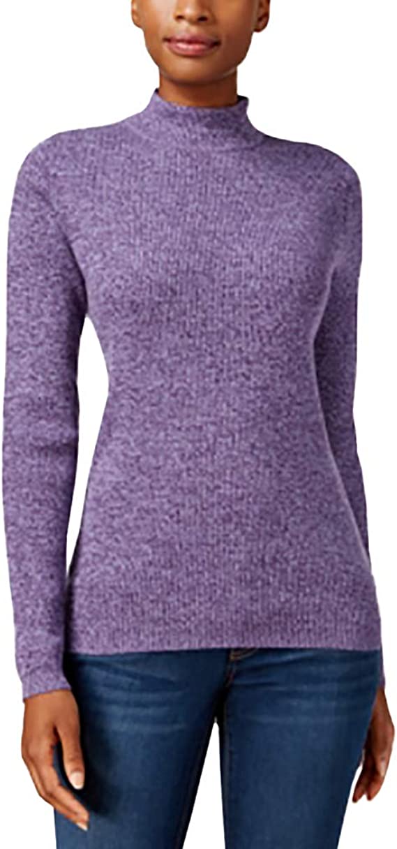 Karen Scott Women's Cotton Mock-Neck Sweater PurpleSize X-Small