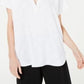 Alfani Women's Petite V-Neck Textured Top -White Size PXL