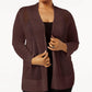 Alfani Women's Petite Mixed-Stitch Open-Front Cardigan Brown Size Medium