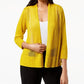 Alfani Women's Petite Mixed-Stitch Open-Front Cardigan Yellow  Size PXL