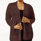 Alfani Women's Petite Mixed-Stitch Open-Front Cardigan BrownSize PL