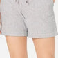 Style & Co Women's Striped Drawstring Shorts Charcoal Size X-Large