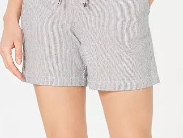 Style & Co Women's Striped Drawstring Shorts Charcoal Size X-Large