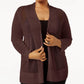 Alfani Women's Petite Mixed-Stitch Open-Front Cardigan Brown Size PS