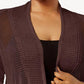 Alfani Women's Petite Mixed-Stitch Open-Front Cardigan Brown Size PS