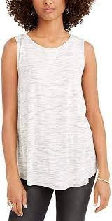 Style & Co Women's Spacedyed Tank-Tank Top White/black Size Medium