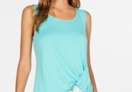 Alfani Women's Petite High-Low Tunic Top Turquoise Size PL