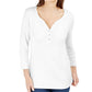 Karen Scott Women's Cotton Henley Top White Size Large