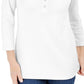 Karen Scott Women's Cotton Henley Top White Size Large