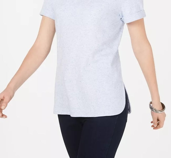 Karen Scott Women's Shirttail-Hem Short Sleeve Top White Size XX-Large
