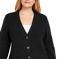 Karen Scott Women's Mixed-Stitch Button-Front Cardigan Black Size X-Small