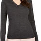 Charter Club Women's Button Cuff Merino Wool Sweater Gray Size Petite L