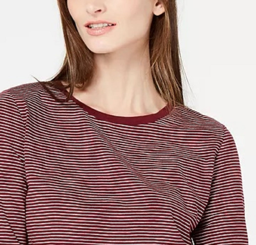 Maison Jules Women's Striped 3/4-Sleeve Shirt Red Size XX-Large