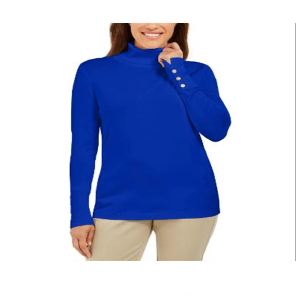 JM Collection Women's Turtleneck Top Blue Size Medium