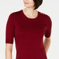 Charter Club Women's Petite Elbow-Sleeve Sweater Wine Size PS