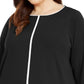 Alfani Women's Plus Size Contrast-Stripe Tunic Black Size 3X