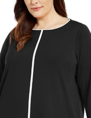 Alfani Women's Plus Size Contrast-Stripe Tunic Black Size 3X