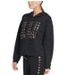 DKNY Women's Sport Metallic-Logo Cropped Hoodie Black Size Medium