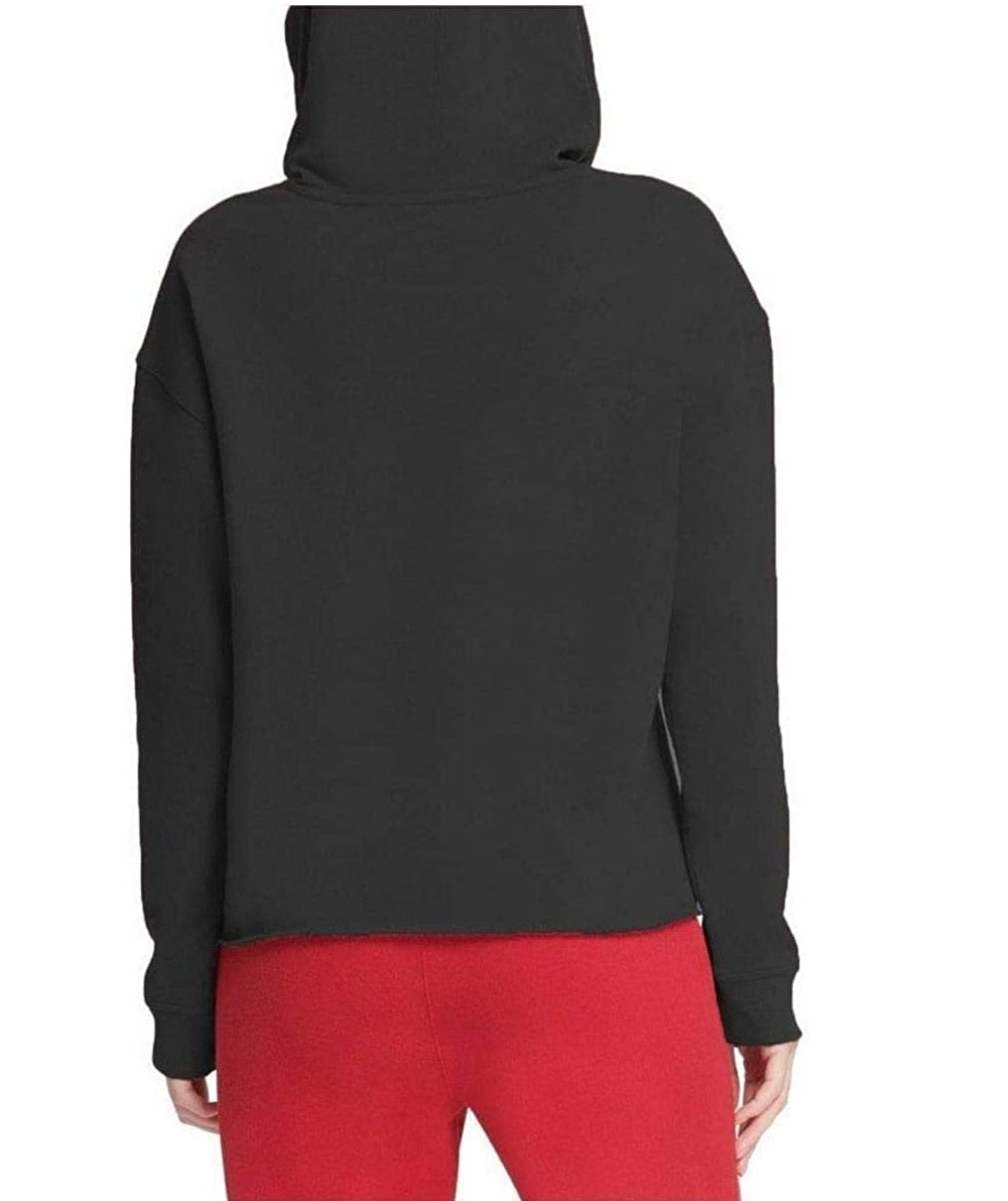 DKNY Women's Sport Metallic-Logo Cropped Hoodie Black Size Medium