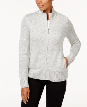Karen Scott Women's Zip-Front Cardigan White Size X-Small