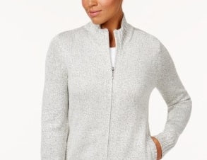 Karen Scott Women's Zip-Front Cardigan White Size X-Small