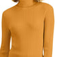 JM Collection Women's Stud-Sleeve Pullover Turtleneck Sweater Mustard Size L