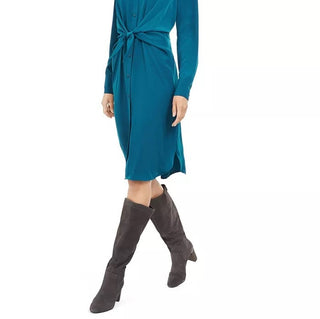 Alfani Women's Petite Tie-Front Shirt Dress Green Size 14 Petite