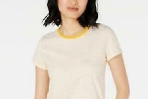 Maison Jules Women's Crewneck Ringer T-Shirt Yellow Size X-Large