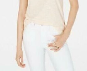 Maison Jules Women's Crewneck Ringer T-Shirt Yellow Size X-Large