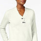 Karen Scott Women's Petite Cotton Henley Sweater White Size PS