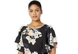 City Chic Women's Plus Size Floral Seduction Top Size Large Black Size 20W