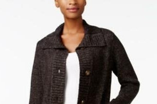 Karen Scott Women's Button-Front Shawl-Collar Cardigan Black Size XX-Large
