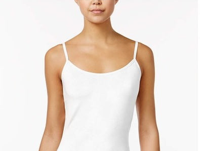 Planet Gold Women's White Stretch Adjustable Spaghetti Strap Scoop Neck Tank Top Juniors White Size Large