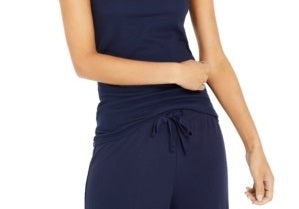 Style & Co Women's Petite Lace-Trim Tank Top -Blue Size PL