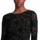 Ralph Lauren Women's Embroidered Lace Floral Long Sleeve Jewel Neck Below The Knee Fit Flare Wear To Work Dress Black Size 8