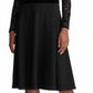 Ralph Lauren Women's Embroidered Lace Floral Long Sleeve Jewel Neck Below The Knee Fit Flare Wear To Work Dress Black Size 8