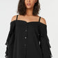 Bar III Women's Cold Shoulder Long Sleeve V Neck Top Black Size X-Small