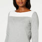 Karen Scott Women's Cotton Colorblocked Sweater Grey Size X-Large