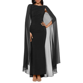 Betsy & Adam Women's Chiffon Cape Gown Black Size 14