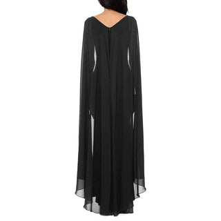 Betsy & Adam Women's Chiffon Cape Gown Black Size 14