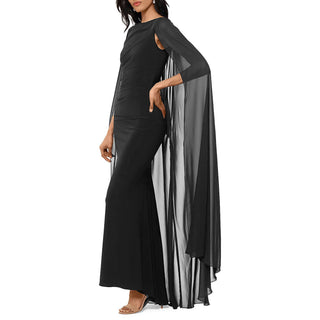 Betsy & Adam Women's Chiffon Cape Gown Black Size 14