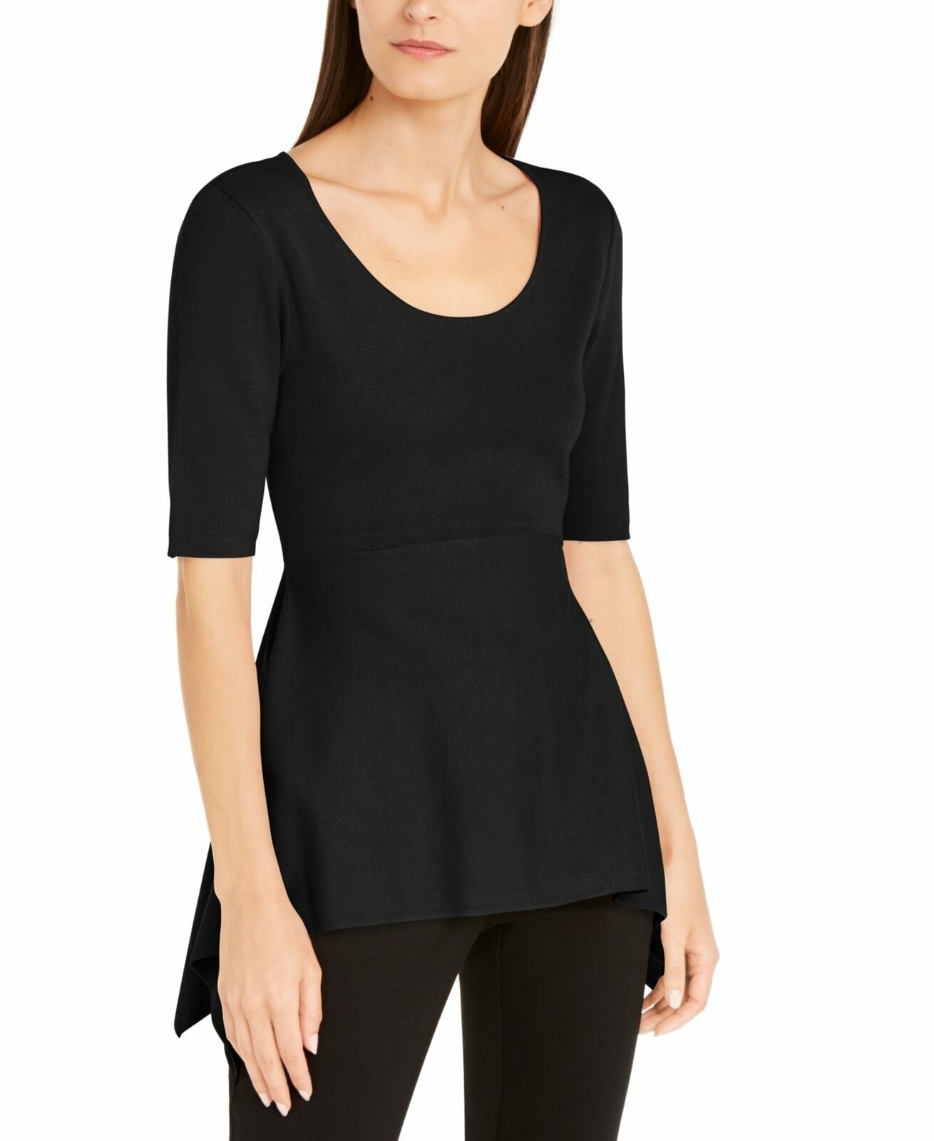 Alfani Women's Handkerchief Hem Sweater Black Size X-Large